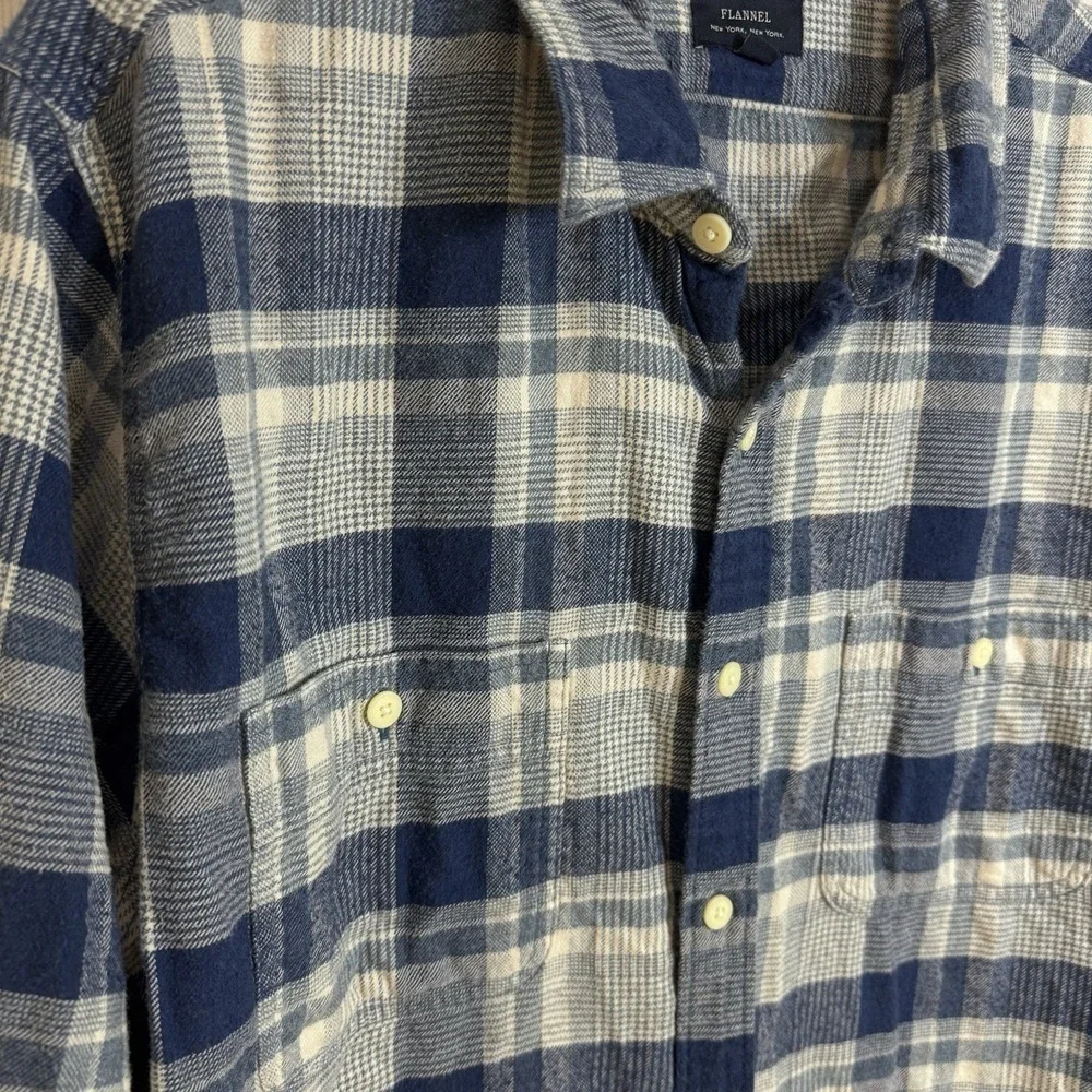 J.‎ Crew Mens B/D Plaid Flannel Pocket Shirt Slim Fit XL Fall Outdoor Blue